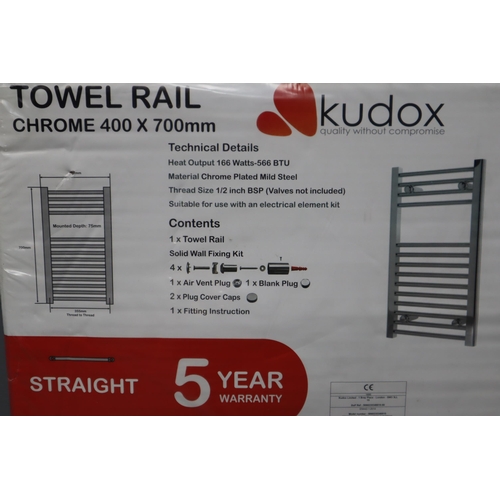 559 - A Sealed Kudox Chrome Towel Rail (400x700mm)