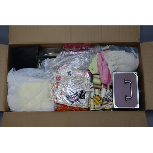 663 - Large Selection of Sewing and Knitting Stuff Included Wool, Cotton, Needles , Fabric etc