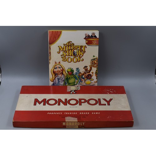 696 - Vintage Monopoly Board & The Muppet Show Book