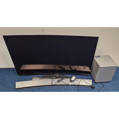 444A - Fully Working At Testing Samsung 55 Inch SMART UHD Curved TV with Wireless Curved Samsung Sound bar ... 