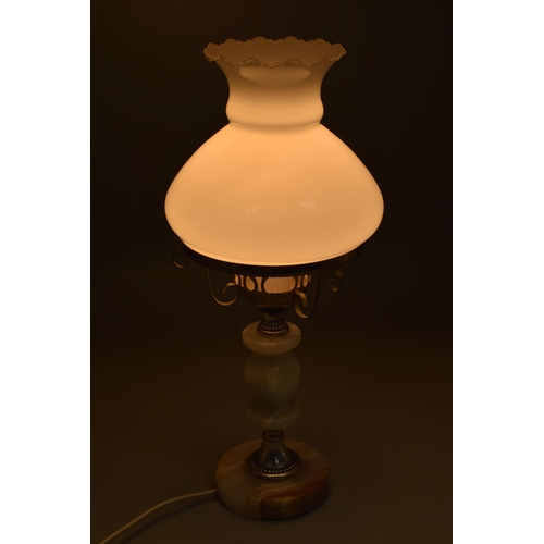 274 - Marble Table Lamp with Glass Shade (15