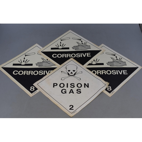 285 - Three Military Issue Corrosive Signs and A Poison Gas Sign