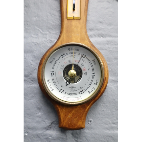 286 - Shortland Wall Mounted Wood Backed Barometer / Thermometer