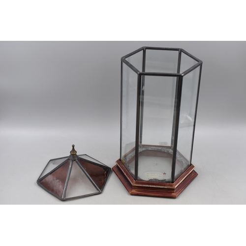 288 - Large Hand Crafted Lead Glazed Terrarium on Wood Plinth with removable Top 17