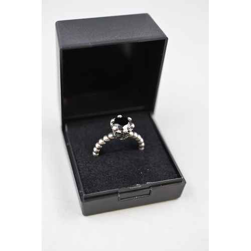 4 - Pandora Silver 925 ALE Solitaire Ring (Size N) Complete with Presentation Box