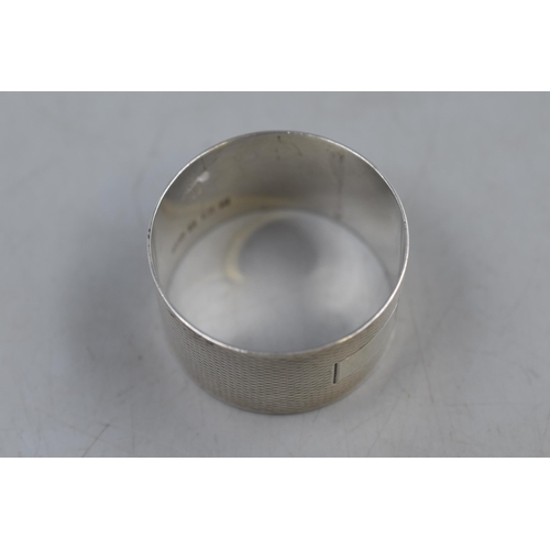 16 - Hallmarked Birmingham Silver Engine Turned Napkin Ring