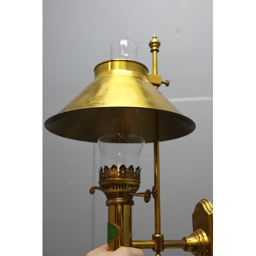 303 - Pair of Brass Orient Express Wall Light / Sconces with Chimneys and Extra long Leads (17