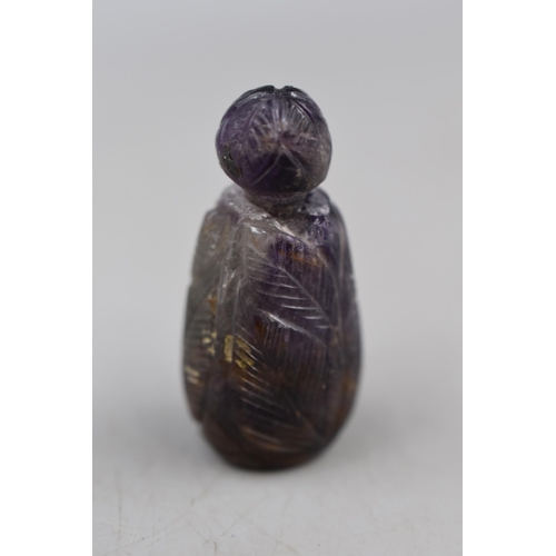 34 - Carved Amethyst Bottle Complete with Stopper and Anchor Cert Certificate