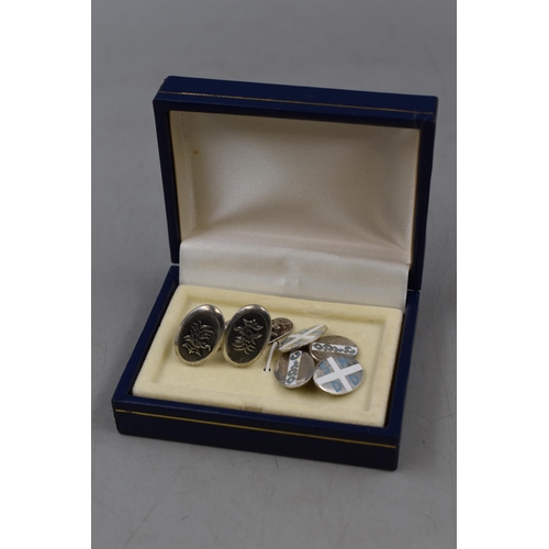 47 - Two Pairs of Silver Cufflinks in Presentation Box