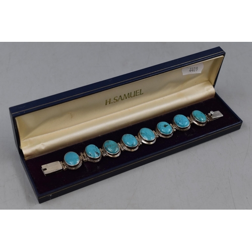 50 - Silver 925 Turquoise Stoned Bracelet Complete with Presentation Box