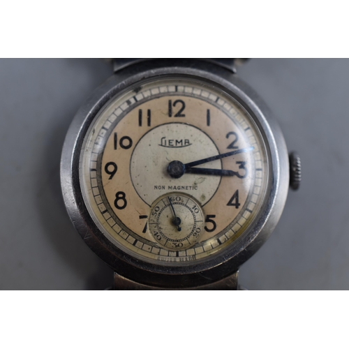 66 - Mid Century Liema Mechanical Watch with Leather Strap (Working)