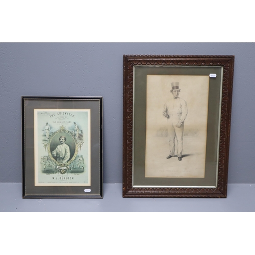 330 - Two Vintage Framed and Glazed Cricket Related Prints one of 