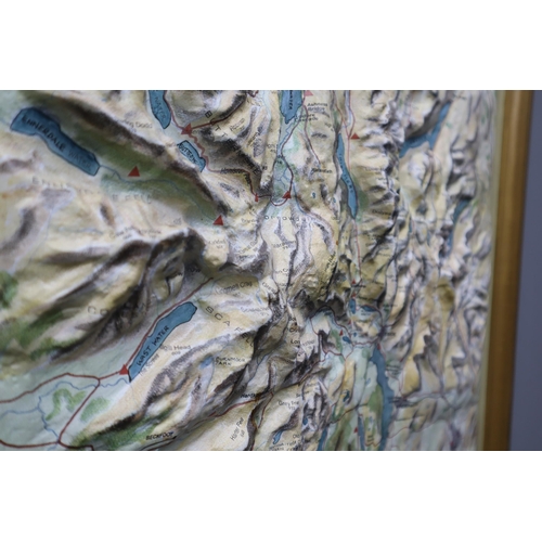 335 - Vintage Detailed Framed Landscapes 3D Ordnance Survey Map Depicting English lake District 25