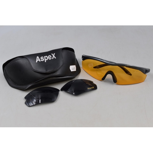 344 - Pair of Aspex Sports Glasses with Spare Interchangeable Lenses in storage case