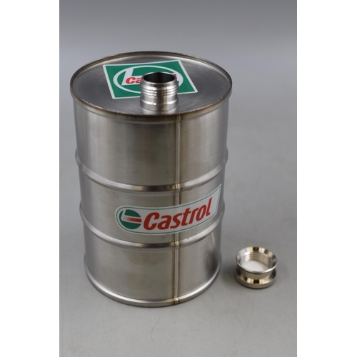 351 - New Castrol Stainless Steel Storage Barrel (5