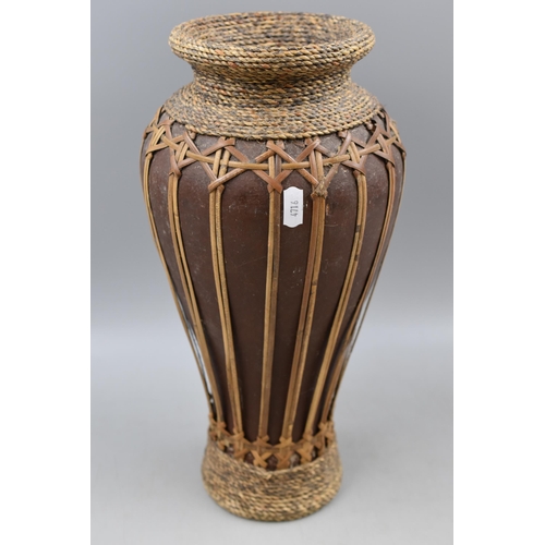 101 - Ethnic Clay Vase with Rattan Handmade Decoration (14