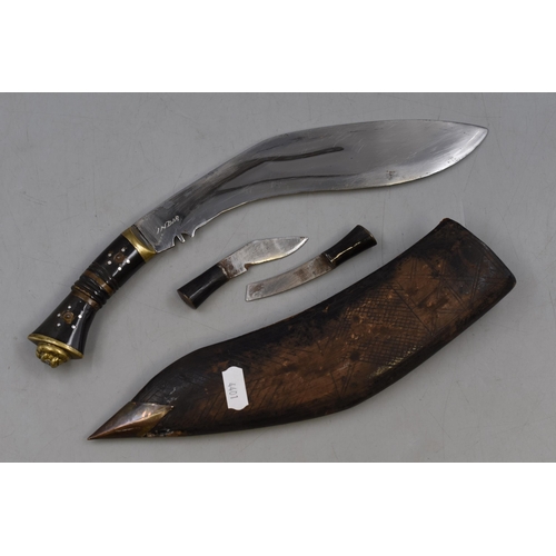 117 - Vintage Kukri Knife with Leather Sheath, Karda, and Chakmak