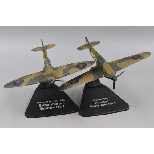 139 - Five Die-Cast Scale Models of Aircraft including Hawker Hurricane MK1, AVRO Lancaster Dambuster and ... 