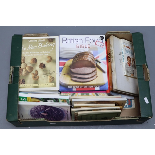 413 - Two Boxes of Assorted Cookbooks. Includes The Hairy Bikers, 'The Good Cook's Encyclopedia', 'The Boo... 