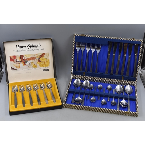 418 - Viners Splayds Party Cutlery Set and a 23 piece Cutlery Set in Case