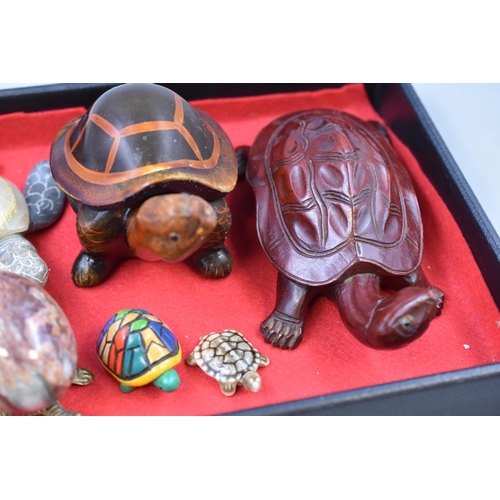 147 - A Selection of Eight Tortoise/Turtle Ornaments. Includes Wooden Trinket Box, Brass Egg Holder, Wade ... 