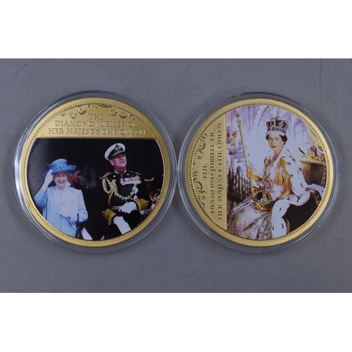 150 - Windsor Mint Limited Edition 70mm 24ct Gold Plated Golden Jubilee Collection complete with Case and ... 