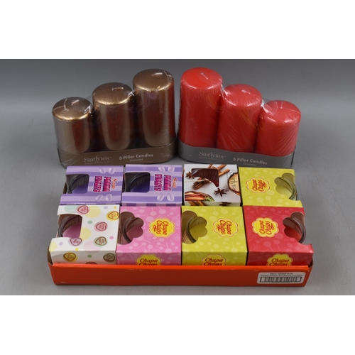 439 - A Selection of Candles To Include Chupa Chups Candlesm, Parma Violets, Cinnamon Pillar Candles and M... 