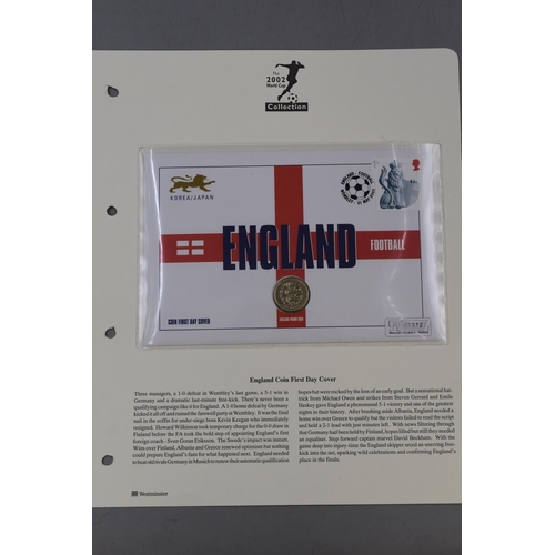 165 - Two 2002 World Cup England Football First Day Cover £1.00 Coins