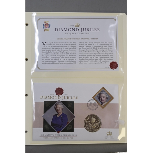 166 - Selection of Six Diamond Jubilee Commemorative First Day Coin and Stamp Covers. Includes St Helena S... 