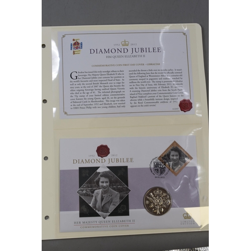 166 - Selection of Six Diamond Jubilee Commemorative First Day Coin and Stamp Covers. Includes St Helena S... 