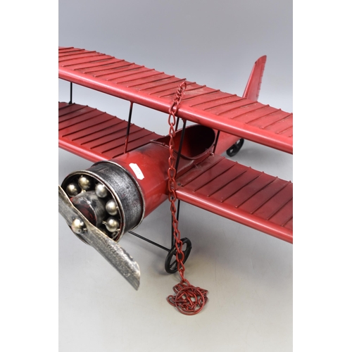 169 - A Metal Model of German WWI Bi-Plane, With Chain To Attach To Ceiling. Approx 22.5