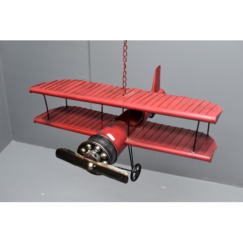 169 - A Metal Model of German WWI Bi-Plane, With Chain To Attach To Ceiling. Approx 22.5