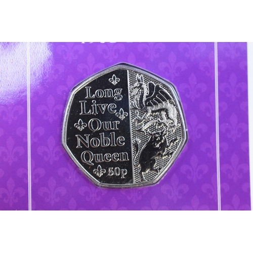 206 - Two Brilliant Uncirculated Fifty Pence Coins for The Platinum Jubilee. God Save Our Gracious Queen a... 