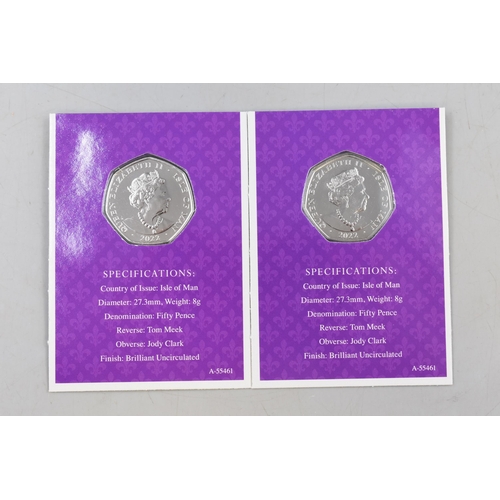 206 - Two Brilliant Uncirculated Fifty Pence Coins for The Platinum Jubilee. God Save Our Gracious Queen a... 