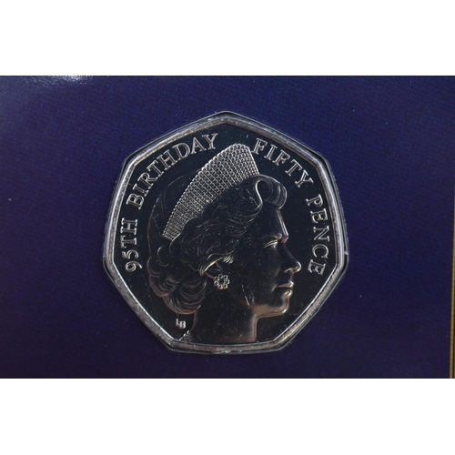 210 - Two 2021 Brilliant Uncirculated Fifty Pence Coins, Elizabeth II 95th Birthday and In Memoriam The Du... 