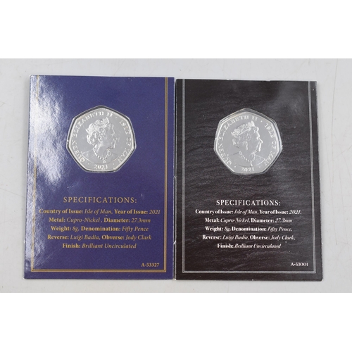 210 - Two 2021 Brilliant Uncirculated Fifty Pence Coins, Elizabeth II 95th Birthday and In Memoriam The Du... 