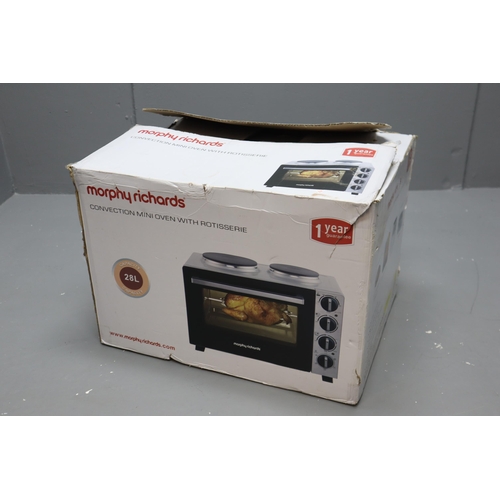 502 - A Morphy Richards Convection Mini Oven With Rotisserie, 28L Capacity. In Original Box, Powers On Whe... 