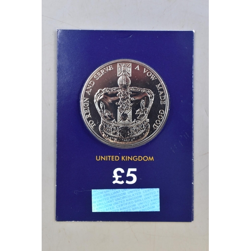 217 - Selection of Four Queen Elizabeth II Change Checker Commemorative £5 Coins. Includes 2017 King... 