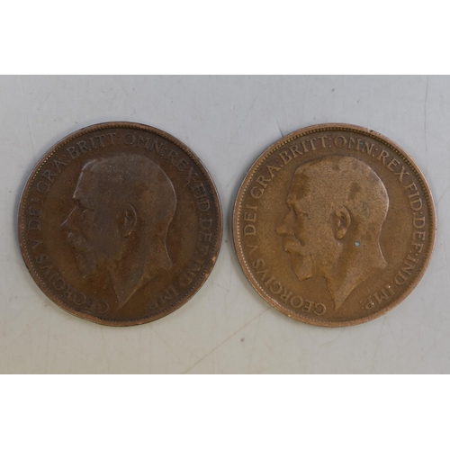 218 - A 1912 Heaton Mint Marked Birmingham George V One Penny Coin and a 1912 Royal Mint George V One Penn... 