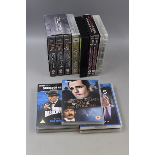 508 - Mixed Lot of Detective Dvd's to include Sherlock Holmes, lewis, Midsomer Murders and Foyle's Box Set... 