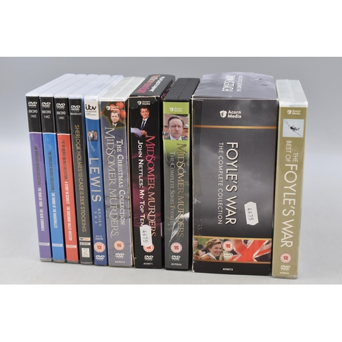 508 - Mixed Lot of Detective Dvd's to include Sherlock Holmes, lewis, Midsomer Murders and Foyle's Box Set... 