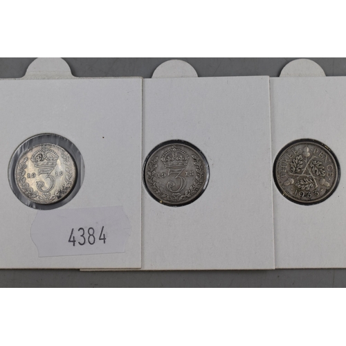 220 - Three George V Silver 3D Coins (1915, 1916, 1933)