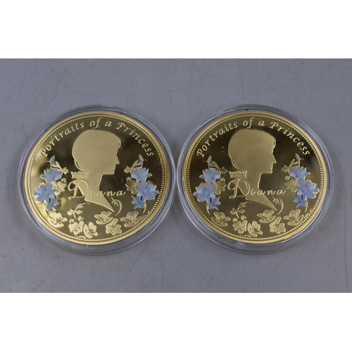 222 - Two Large Princess Diana 'Portrait of A Princess' Commemorative Medallions, Approx 3