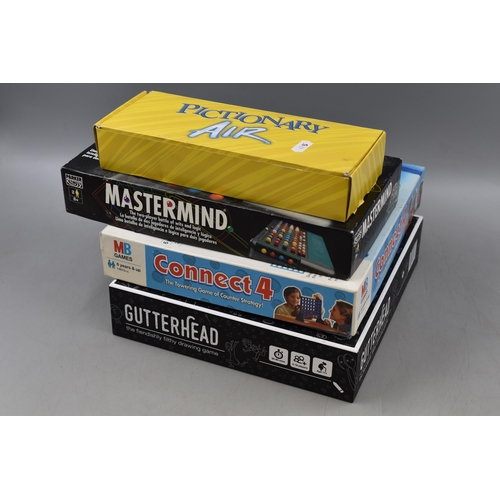 514 - Selection of Games Including Pictionary Air, Mastermind, Connect 4 and Gutterhead