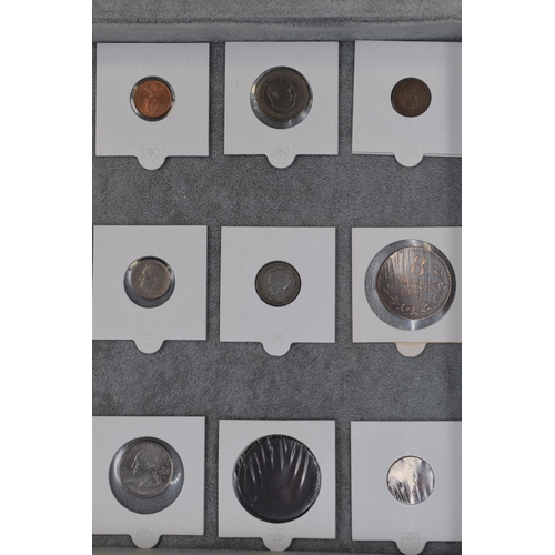 229 - Selection of mixed Cased Coinage including 8 Doubles 1934, Irish, USA, India Anna and More