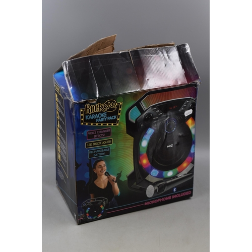 522 - Rock Jam Light Up Karaoke Machine with Bluetooth Connection and microphone working when tested in or... 