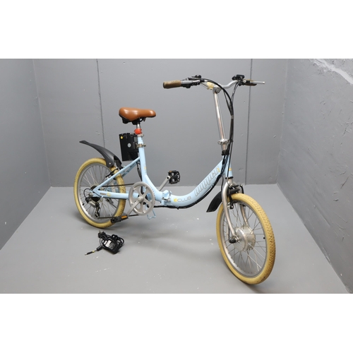 535 - Hopper Electric Folding Pedal Assist Bike with Battery, Key and Charger. Working when tested.