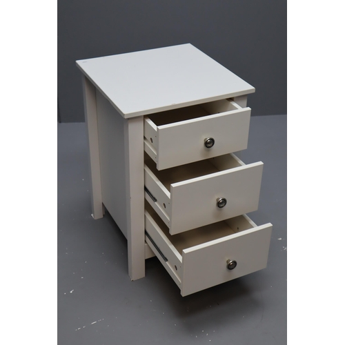 547 - Three Drawer Bedside unit in White with Chromed Handles approx 23