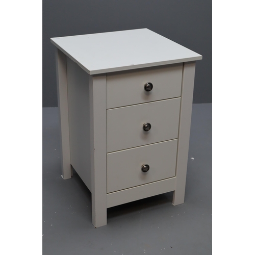 547 - Three Drawer Bedside unit in White with Chromed Handles approx 23