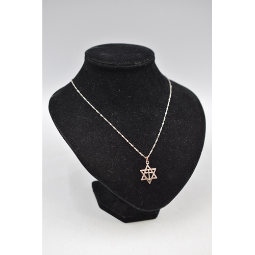 48 - Silver 925 Star of David and Cross Pendant Necklace